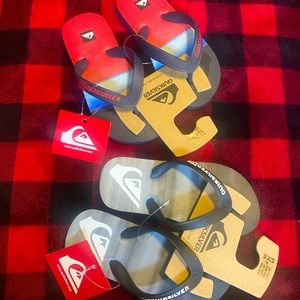 2 Brand New Pair Kids Quicksilver Sz. 12 FlipFlops
